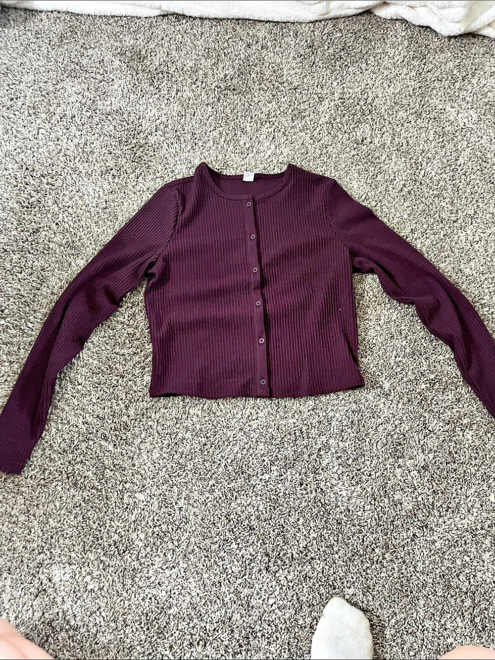Zara Ribbed Cardigan in Purple Size Small Like New